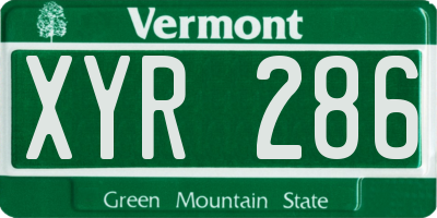 VT license plate XYR286