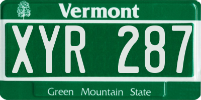 VT license plate XYR287