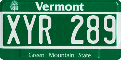 VT license plate XYR289