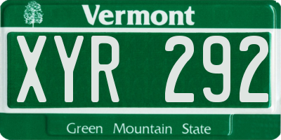 VT license plate XYR292