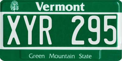VT license plate XYR295