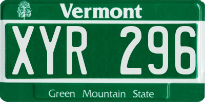 VT license plate XYR296