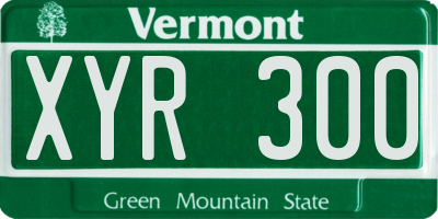 VT license plate XYR300