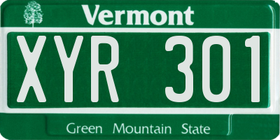 VT license plate XYR301