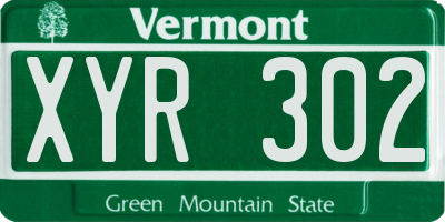 VT license plate XYR302