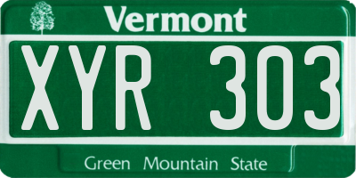 VT license plate XYR303