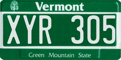 VT license plate XYR305