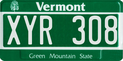 VT license plate XYR308