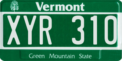 VT license plate XYR310