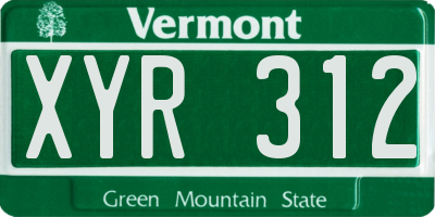VT license plate XYR312