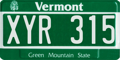 VT license plate XYR315