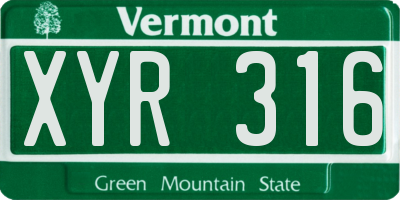 VT license plate XYR316