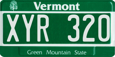VT license plate XYR320