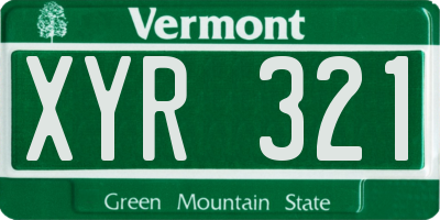 VT license plate XYR321