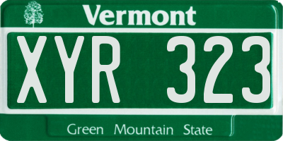 VT license plate XYR323