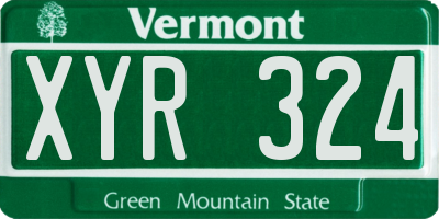 VT license plate XYR324