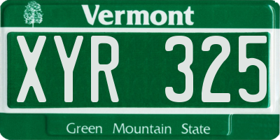 VT license plate XYR325