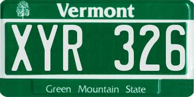 VT license plate XYR326