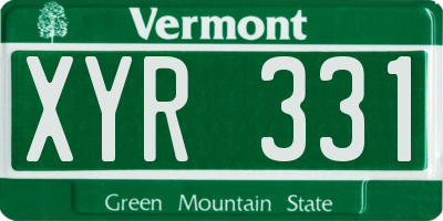 VT license plate XYR331