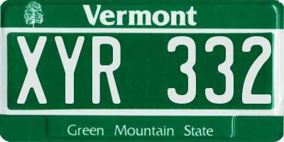 VT license plate XYR332