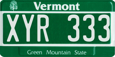 VT license plate XYR333