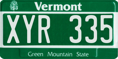 VT license plate XYR335
