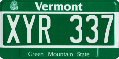 VT license plate XYR337
