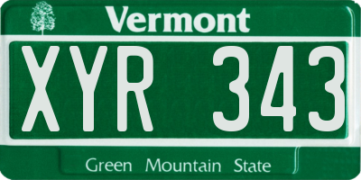 VT license plate XYR343