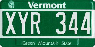 VT license plate XYR344