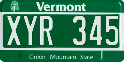 VT license plate XYR345