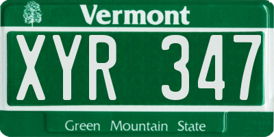 VT license plate XYR347