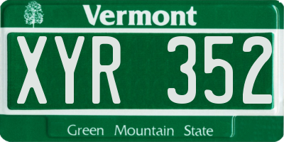 VT license plate XYR352