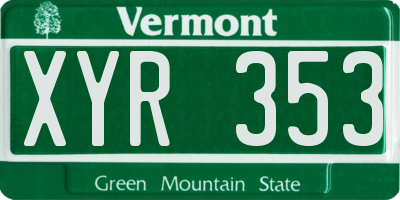 VT license plate XYR353
