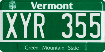 VT license plate XYR355