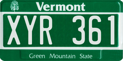 VT license plate XYR361