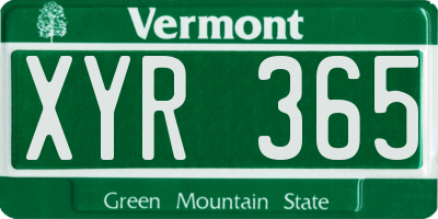 VT license plate XYR365