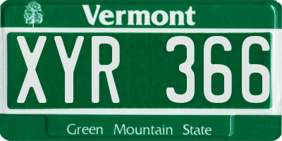 VT license plate XYR366