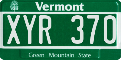 VT license plate XYR370