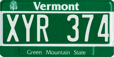 VT license plate XYR374