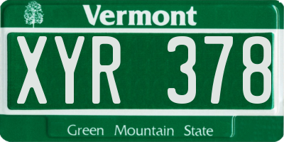 VT license plate XYR378