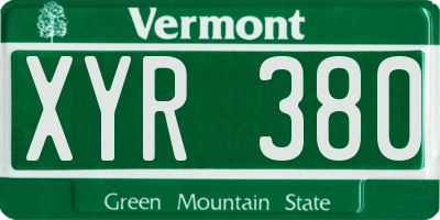 VT license plate XYR380