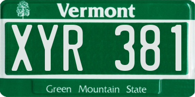 VT license plate XYR381