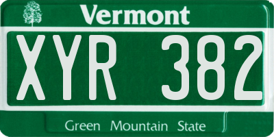 VT license plate XYR382