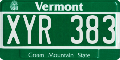 VT license plate XYR383