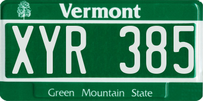 VT license plate XYR385