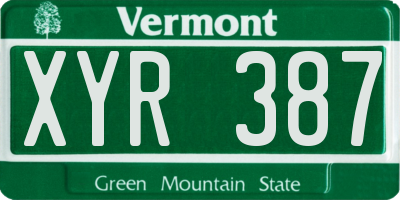 VT license plate XYR387