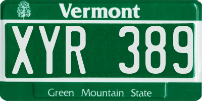 VT license plate XYR389