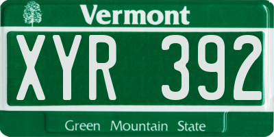 VT license plate XYR392