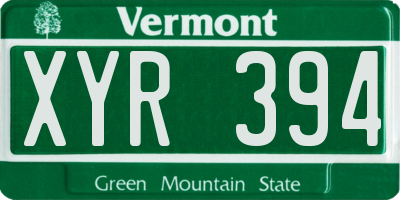 VT license plate XYR394