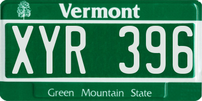 VT license plate XYR396